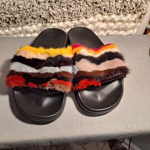 Shepherd's Life Colorful Real Fur  Women's Slippers Slides Sandals